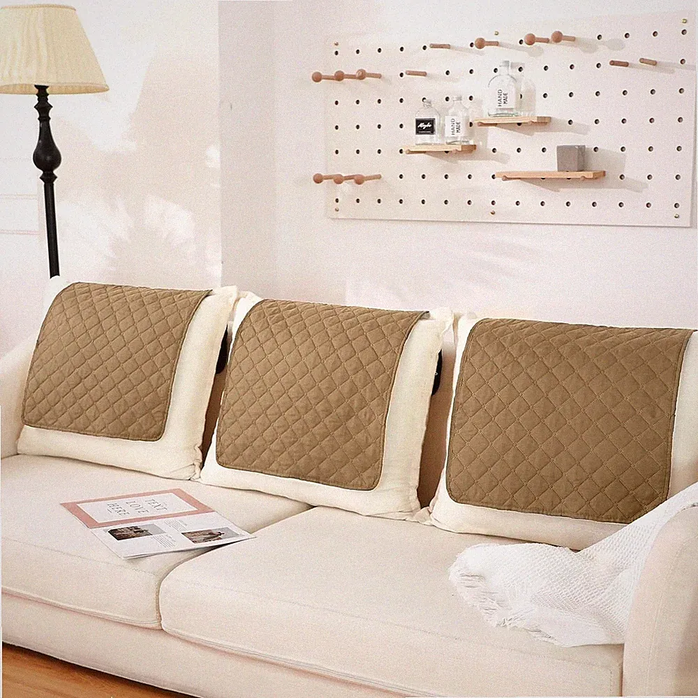 3 Pieces Recliner Headrest Protector Cover for Coffee Color