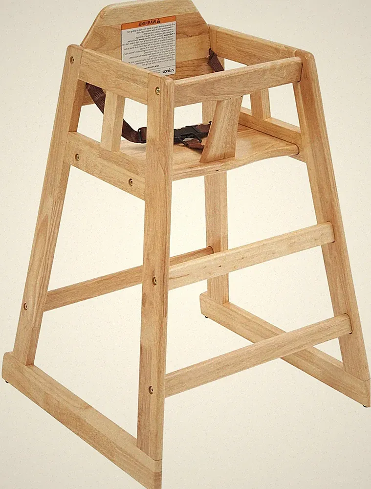 Baby High Chair Stackable Wooden Dining Seat 3 Point Safety Strap Brown