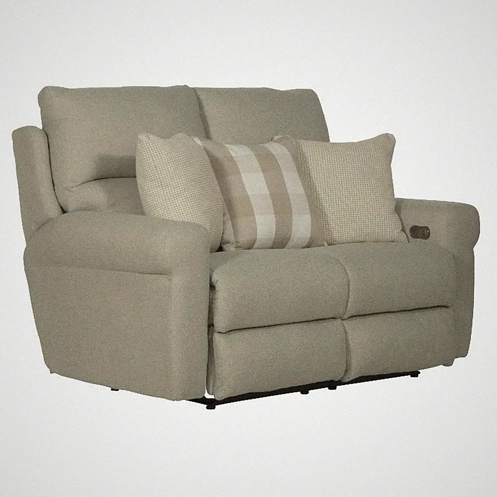 Bowery Hill Lay Flat Reclining Loveseat in Beige Polyester Fabric