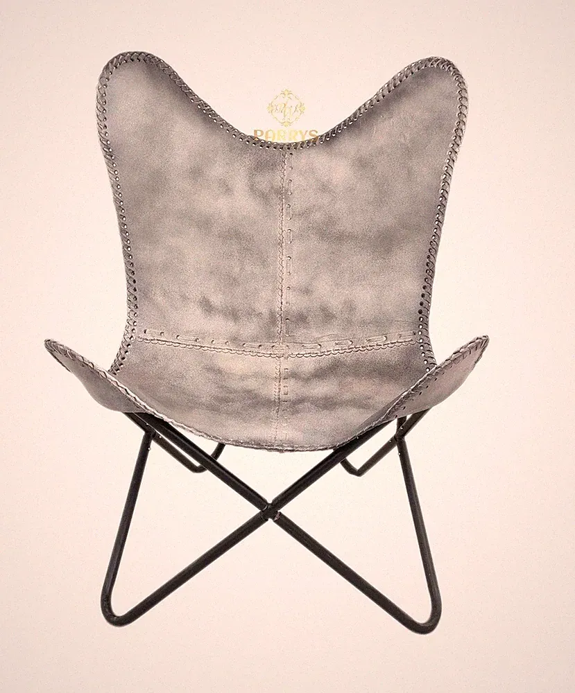 Butterfly Chair - Gray Chair With Iron Folding Stand,Lounge Office Chair