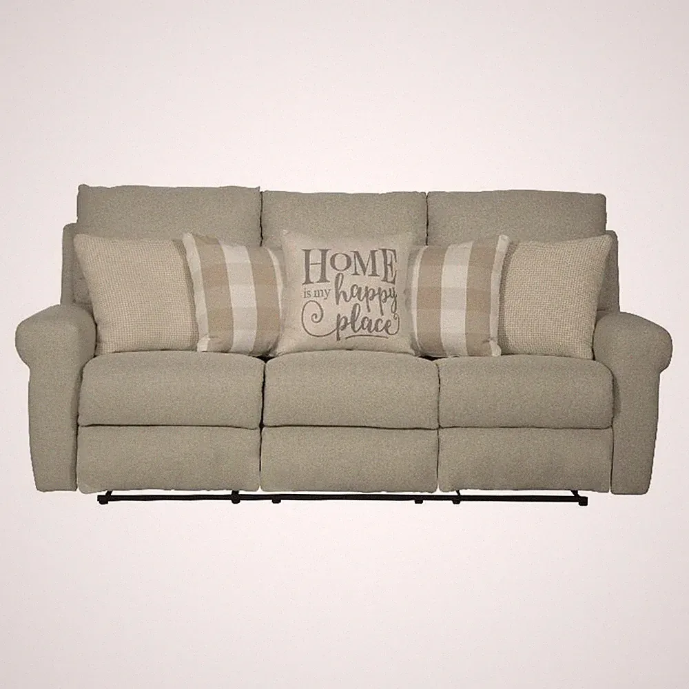 Catnapper Eastland Power Lay Flat Reclining Sofa in Beige Fabric