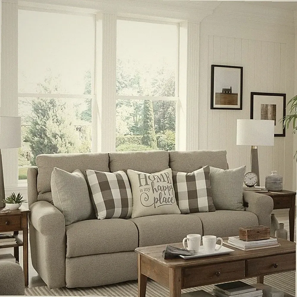 Catnapper Eastland Power Lay Flat Reclining Sofa in Gray Fabric