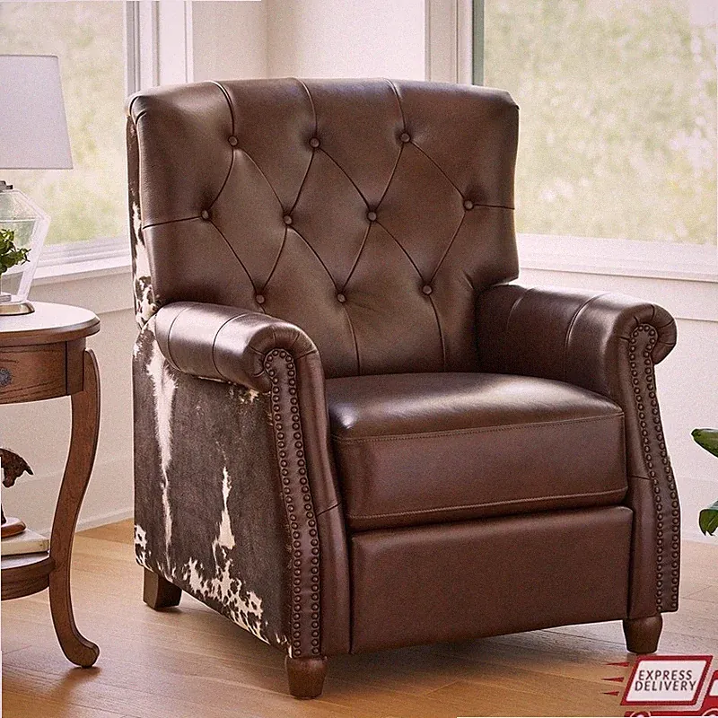 Faux Leather Pushback Recliner Tufted Back Nailhead Trim Durable Comfort New