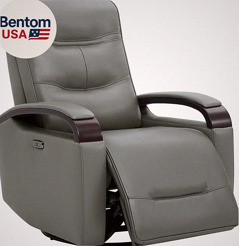 Genuine Leather Power Swivel Glider Rocker Recliner, FSC Certified Mid Century M