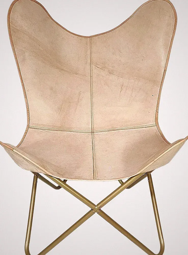 Handmade Leather Butterfly Chair Seat Folding Modern Sling Lounge Vintage Stool