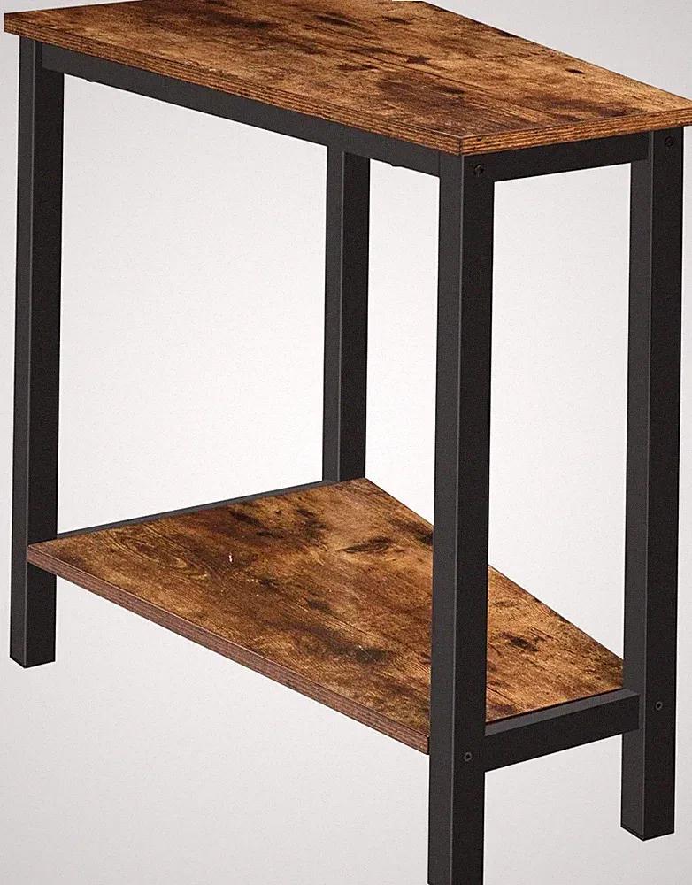 HOOBRO Wedge End Table, Recliner Side Table with Rustic Brown + Black