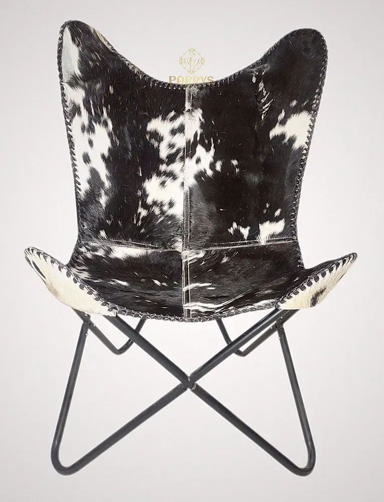 Leather Recliner Chair Comfortable Iron Openable Frame Black&White PL2-181