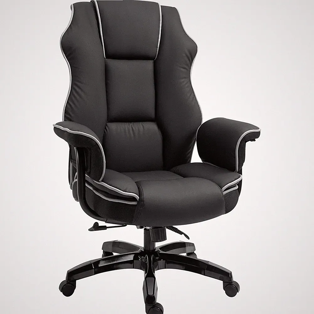 Office Chair Black PU Leather High-Back 118-124cm Adjustable Reclining Padded XL