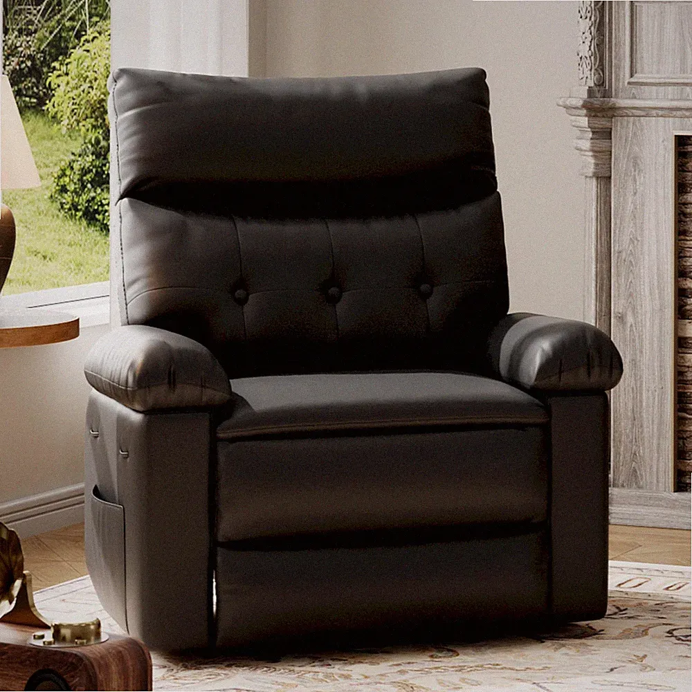 Oversized Recliner Chair - PU Leather Manual Recliner for Adults, Comfy Recli...