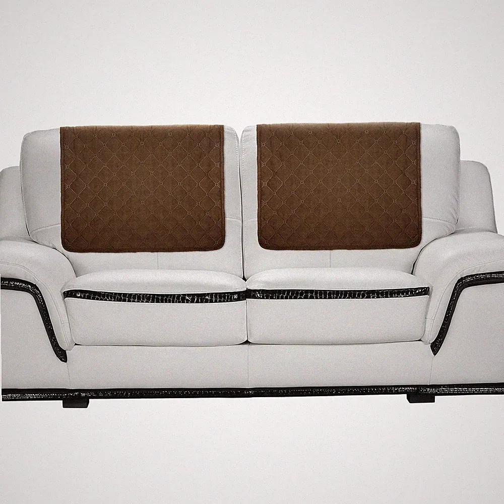 Panelee 2 Pcs Headrest Cover for Recliner Chair Sofa Chocolate