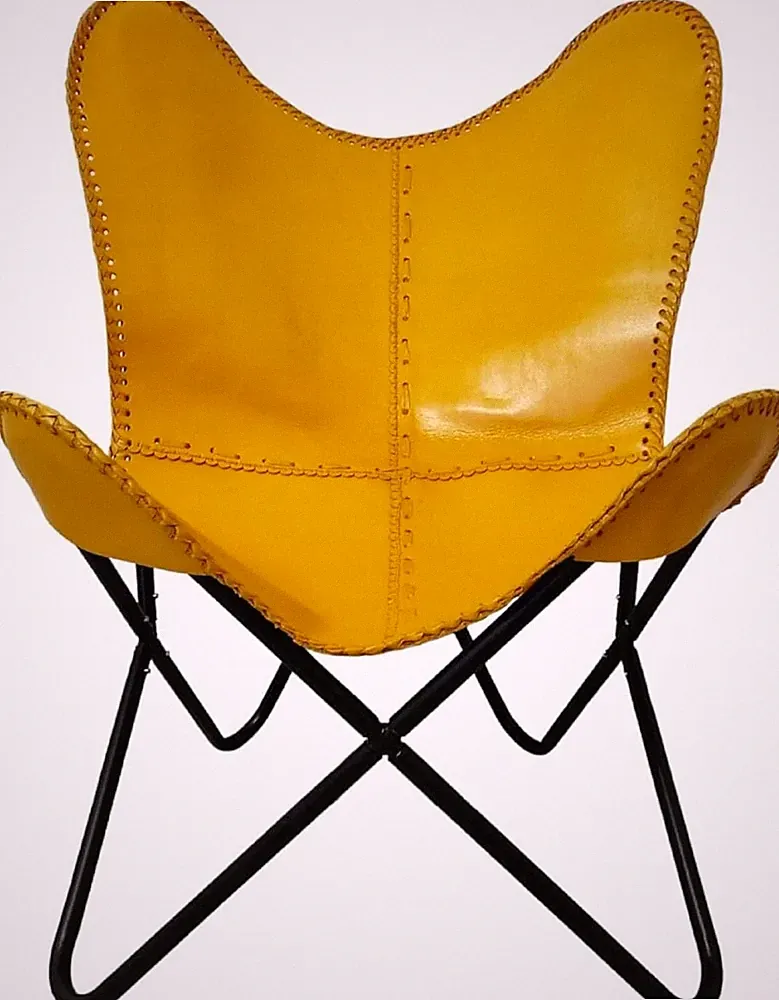 Premium Leather Butterfly Chair Rustic Handmade Lounge Chair