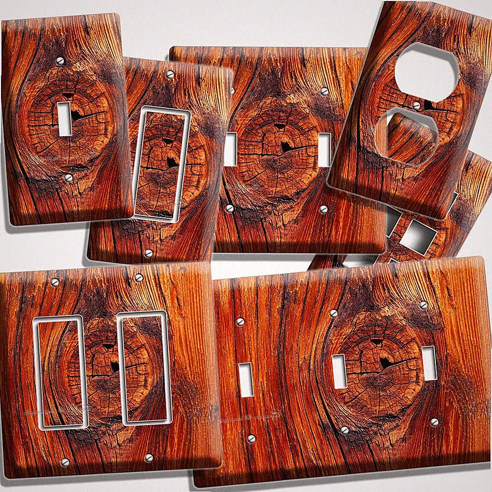 RUSTED OLD WOOD EYE RUSTIC LIGHT SWITCH WALL PLATES OUTLET KITCHEN LOG CABIN ART