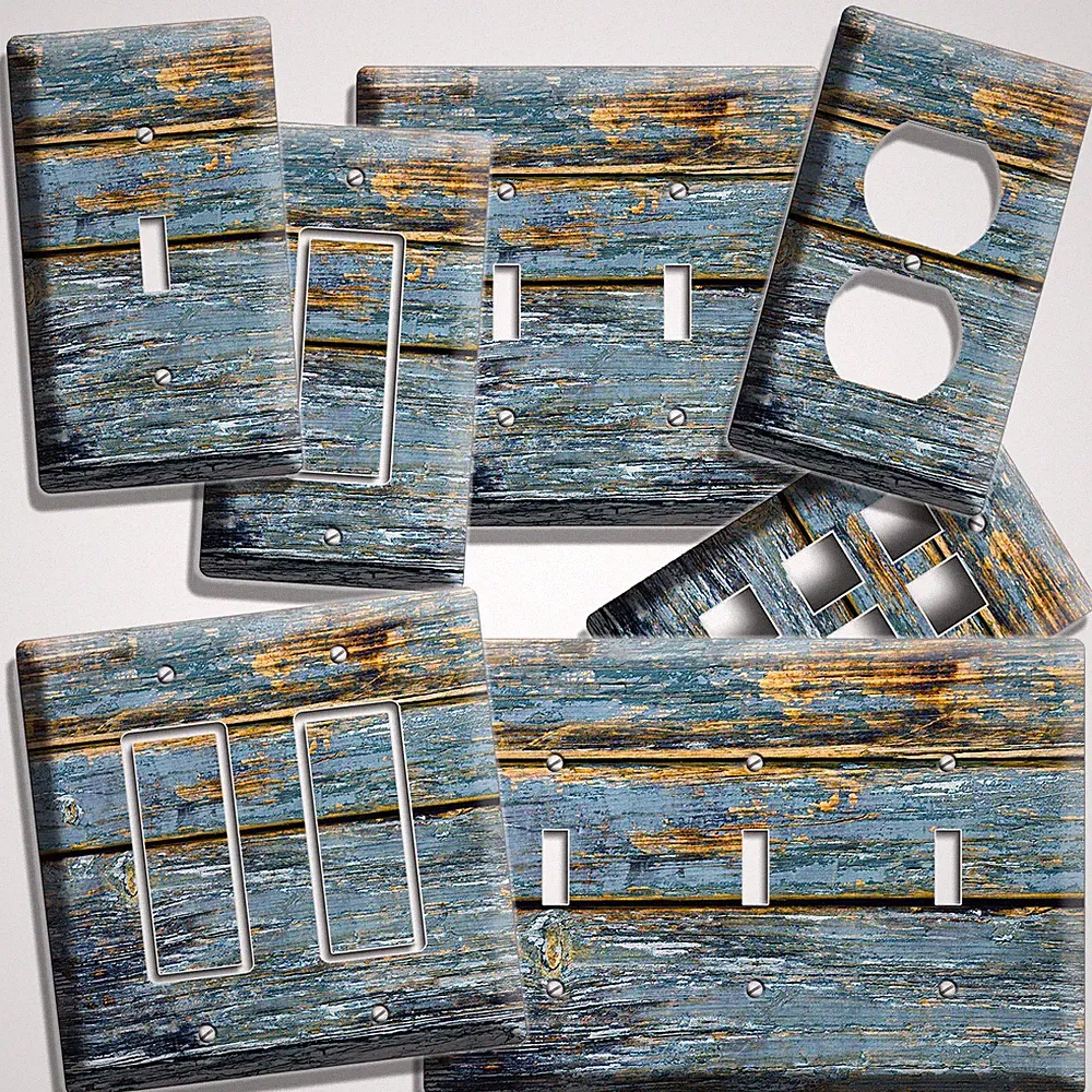 RUSTIC CHIPPED PAINT CRACKED WOOD LIGHT SWITCH WALL PLATE OUTLET COUNRY CABIN