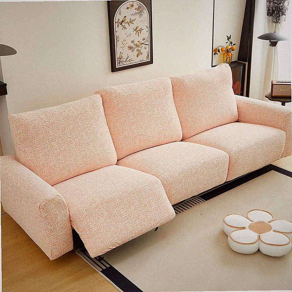 Rustic Linen Look Recliner Couch Covers Washable, 8 Pieces Soft Chenille Anti...