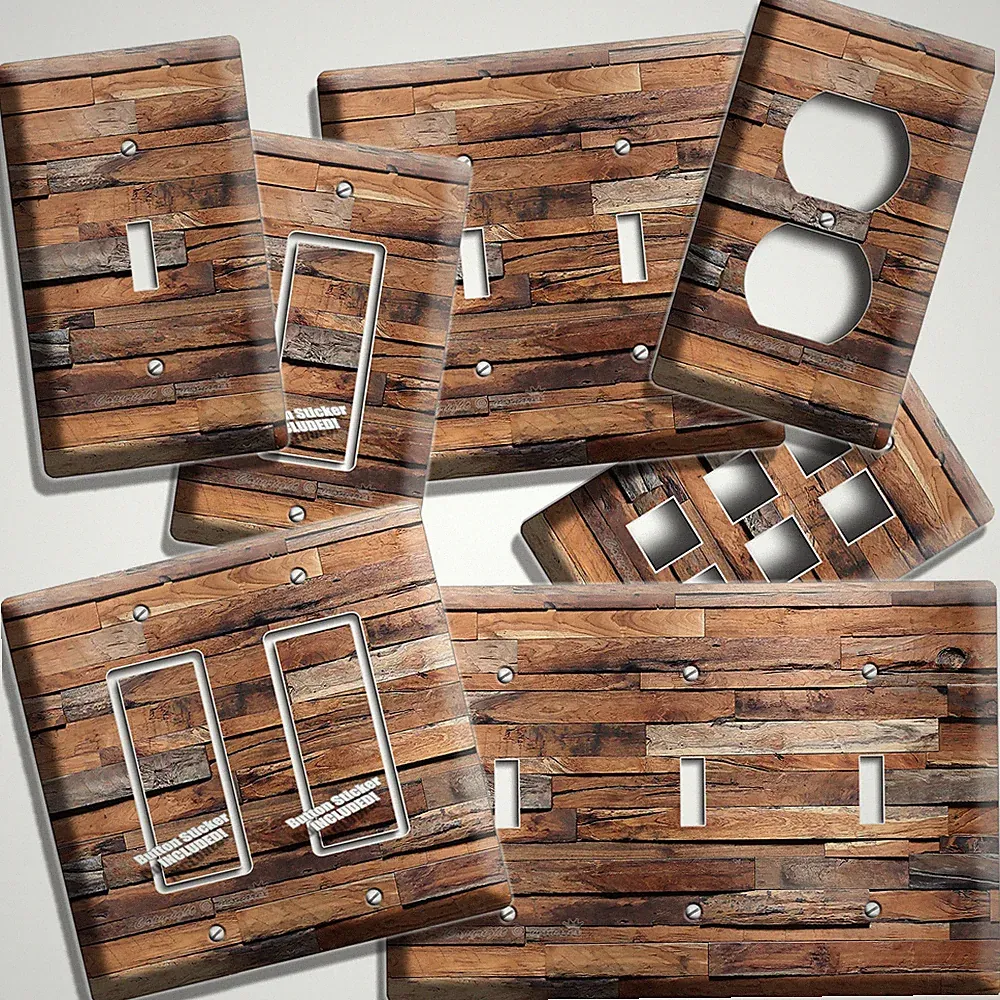 RUSTIC RANCH BARN WEATHERED WOOD LIGHT SWITCH OUTLET PLATES LOG CABIN ROOM DECOR