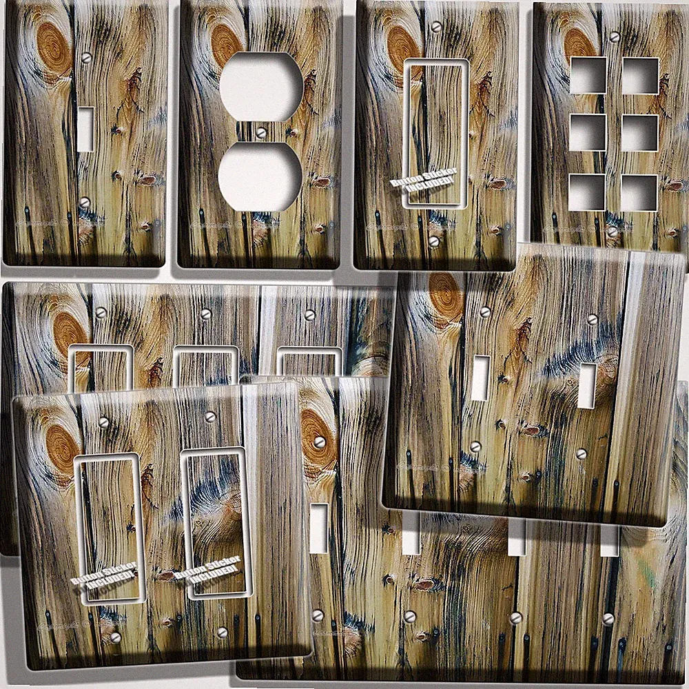 RUSTIC RANCH BARN WEATHERED WOOD STYLE LIGHT SWITCH OUTLET PLATE LOG CABIN DECOR