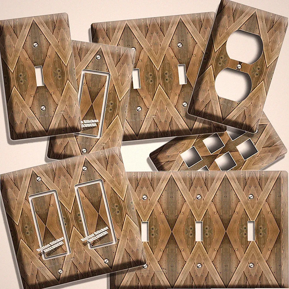 RUSTIC RANCH BARN WOOD DOOR LIGHT SWITCH OUTLET PLATES LOG CABIN ROOM HOME DECOR