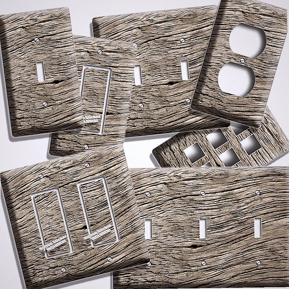 RUSTIC WEATHERED WOOD GRAIN LIGHT SWITCH OUTLET PLATES HUNTING CABIN COUNTRY ART