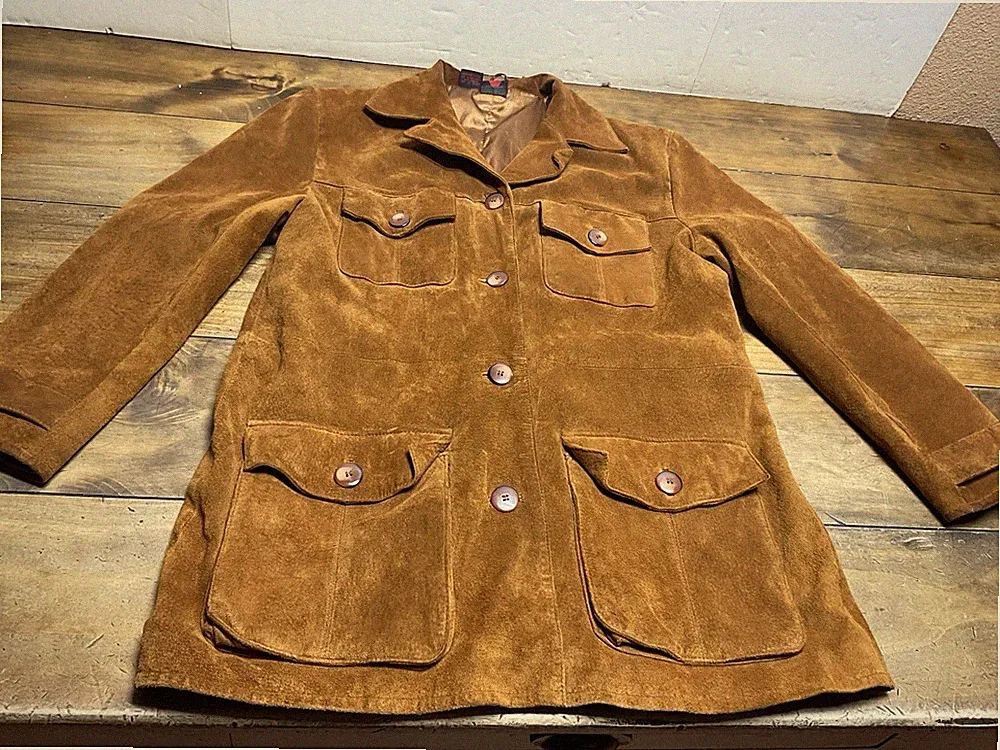 Vintage Virginia Slims Women's Wear Rustic Brown Suede Jacket Cabin Western M
