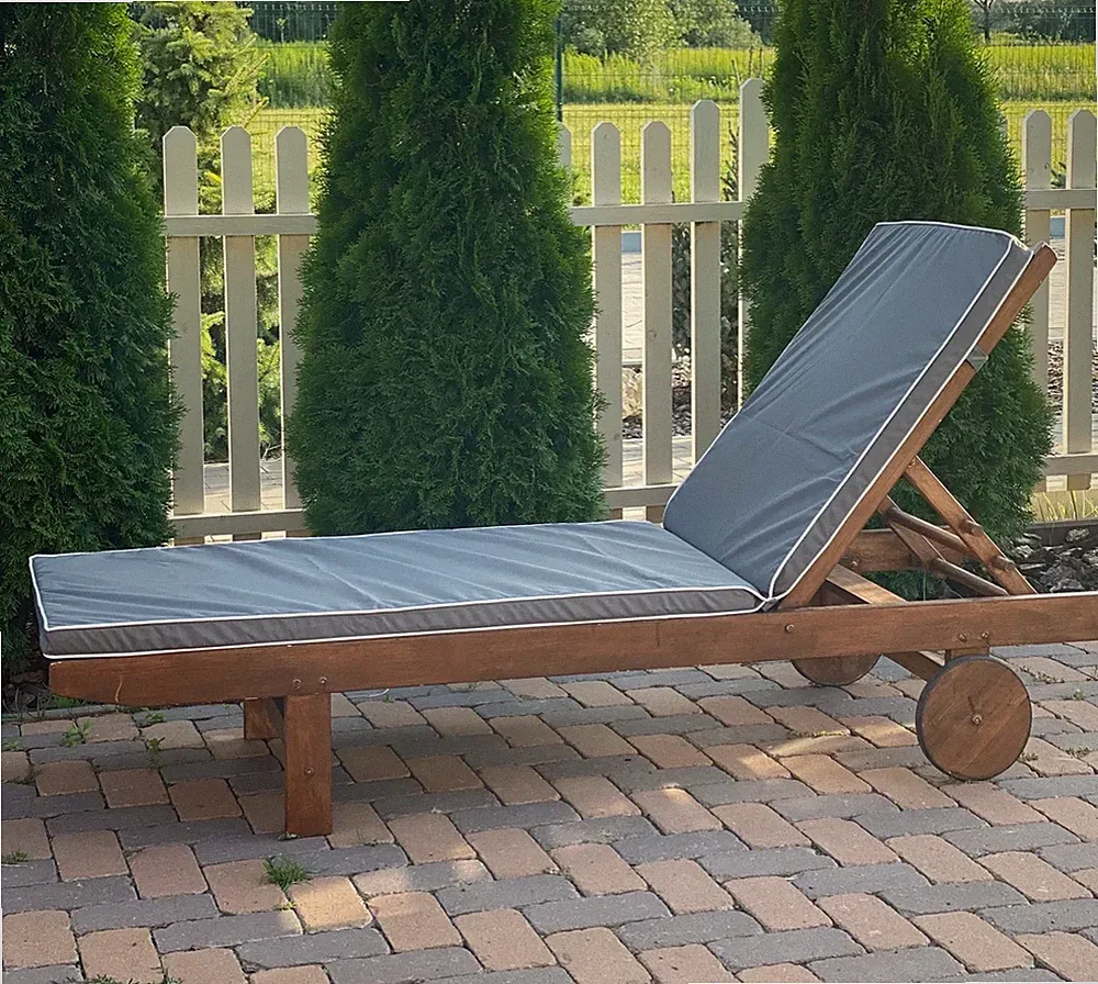 WATERPROOF Grey long Chaise Lounge Cushion - pool pad for sun lounges Outdoor
