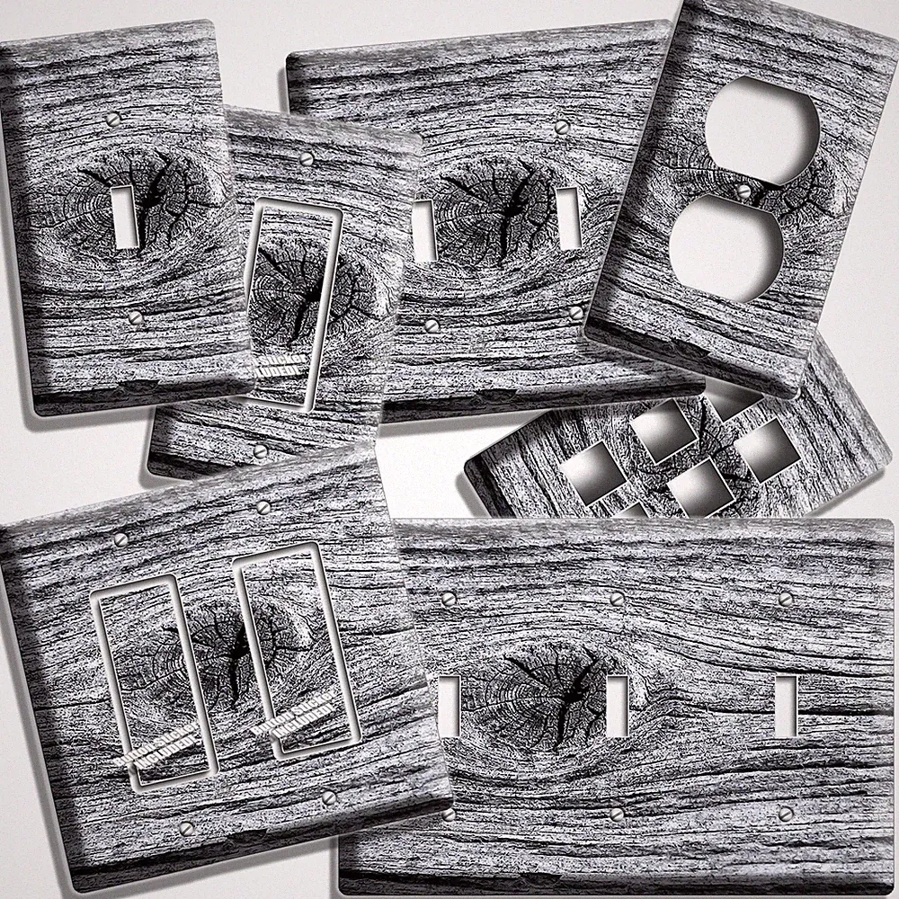 WEATHERED AGED WOOD EYE RUSTIC LOOK LIGHT SWITCH PLATES OUTLET ROOM CABIN DECOR